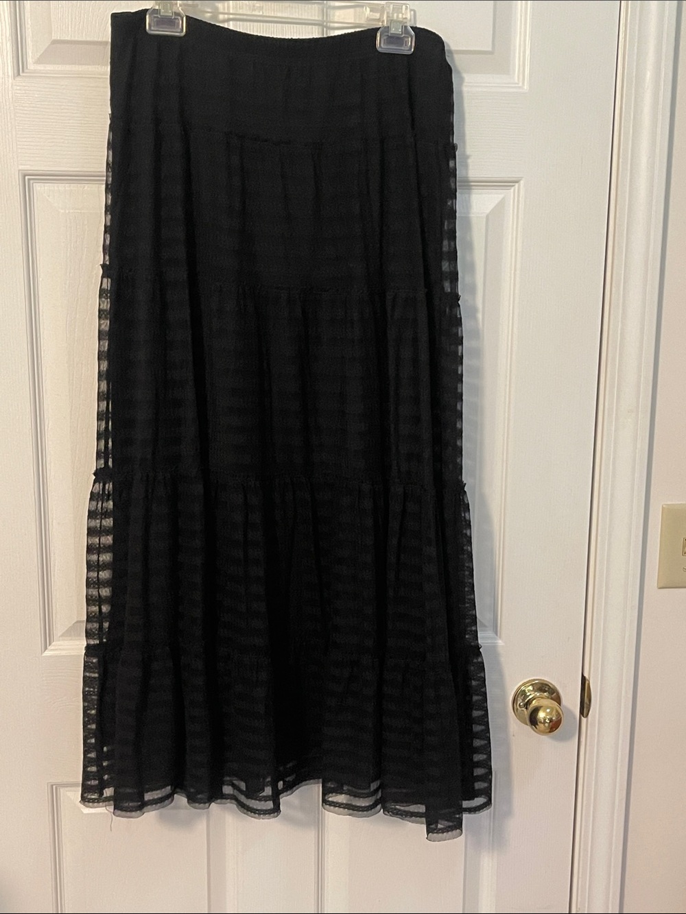 Sophie Max Black Tiered Maxi Skirt Sz- L